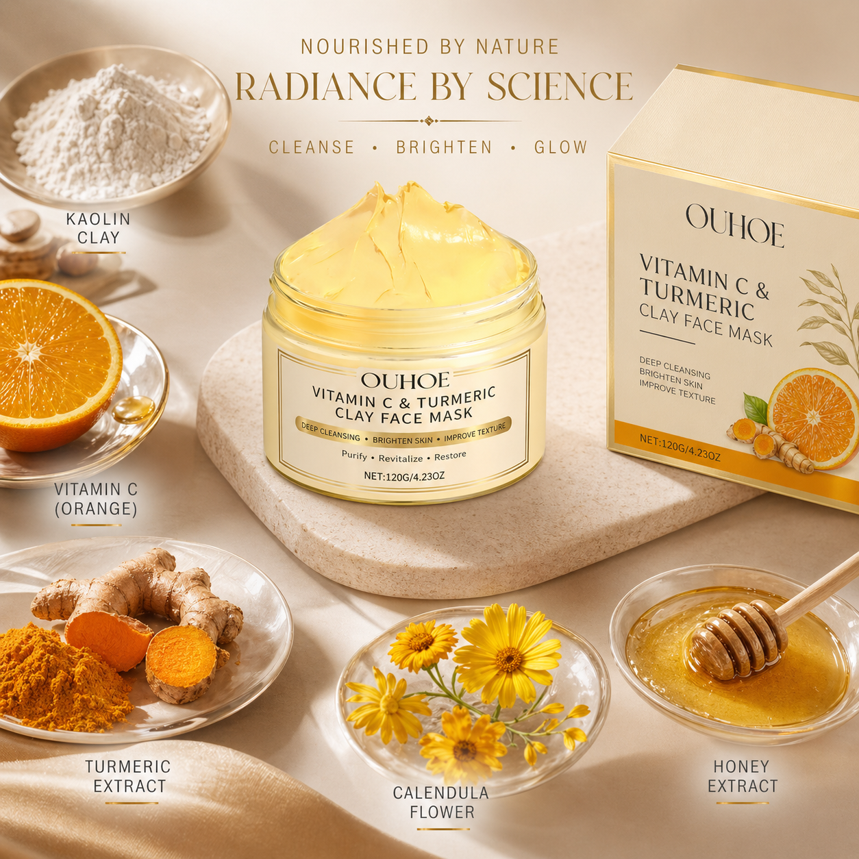 OUHOE Vitamin C & Turmeric Clay Face Mask